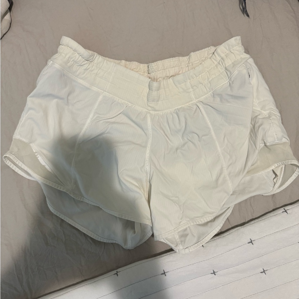 Lululemon Athletica Cream Athletic Shorts with Relaxed Fit